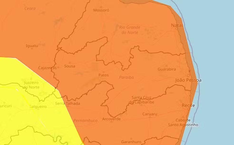 Inmet emite alertas de chuvas intensas para todas as cidades da Paraíba