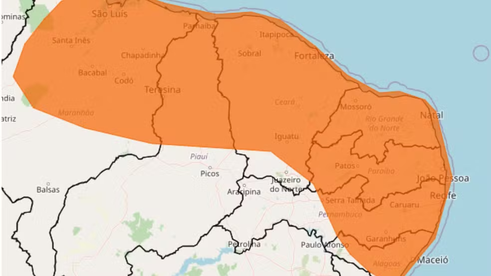 Inmet alerta para chuvas intensas no sertão do Ceará até sábado
