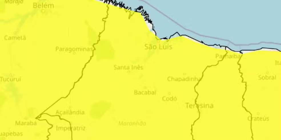 Inmet emite alerta amarelo de chuvas intensas para cidades do Maranhão