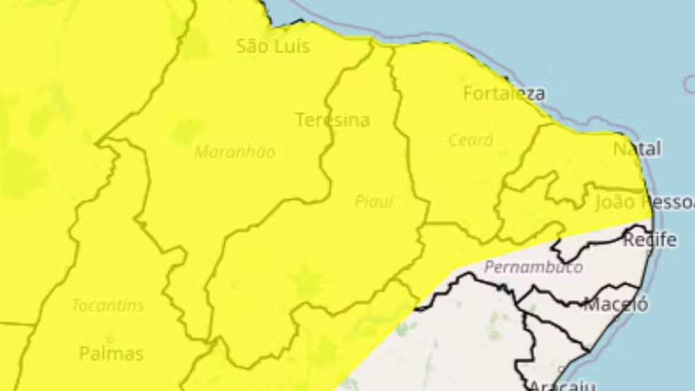 Inmet anuncia alerta de chuvas intensas e ventos para todo o Piauí