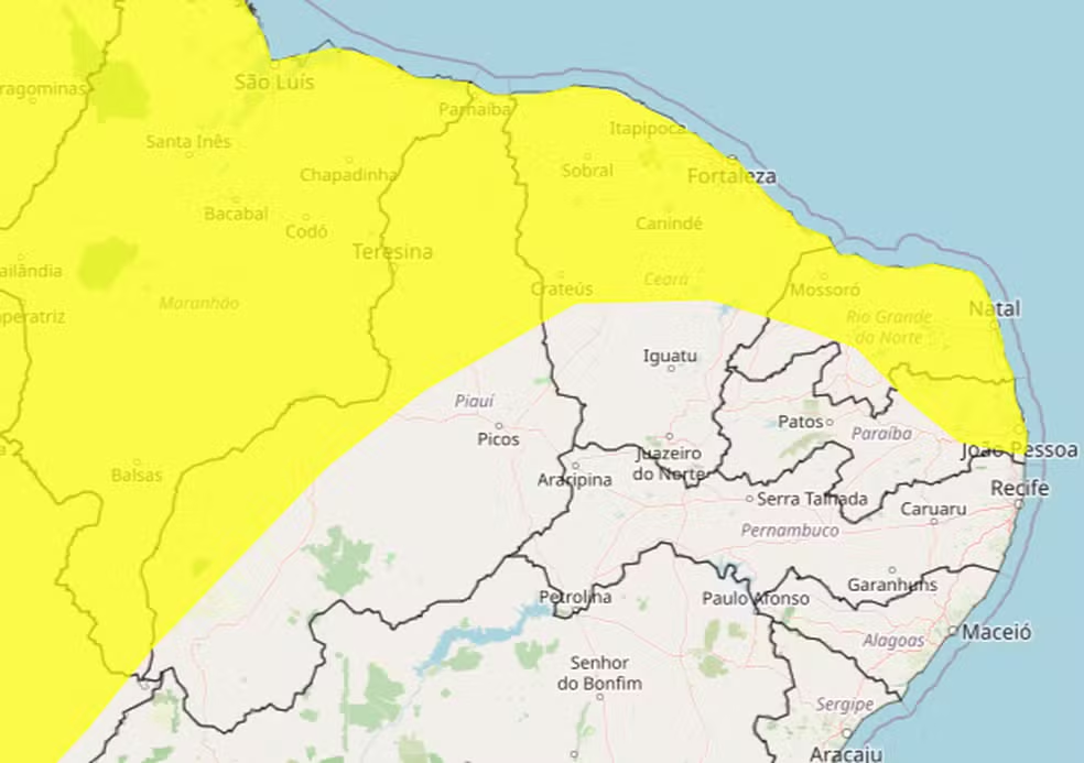 Inmet alerta para perigo de chuvas intensas em municípios paraibanos