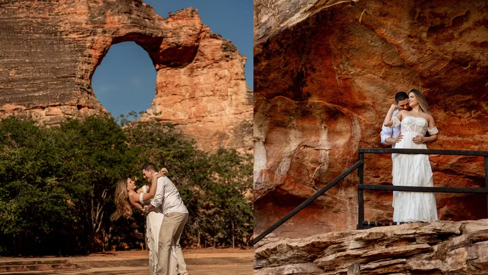 Parque Nacional Serra da Capivara como cenário para ensaio de pré-casamento