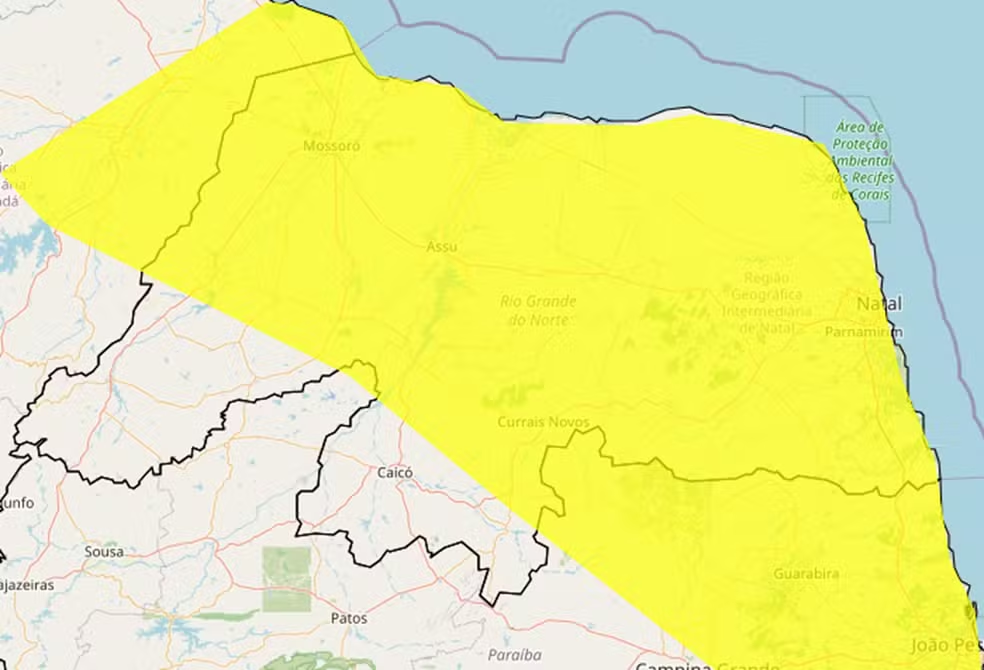 Inmet alerta para chuvas intensas em Natal e 123 cidades do RN