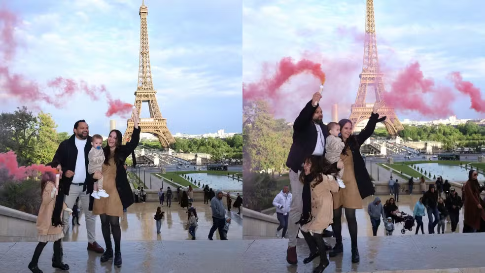 Casal do Ceará faz chá revelação em Paris e polícia confunde com manifestação