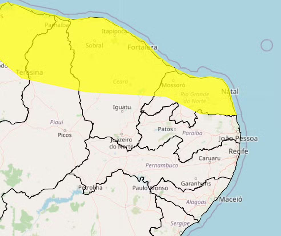 Inmet emite alerta de chuvas intensas para 115 municípios do RN nesta sexta-feira