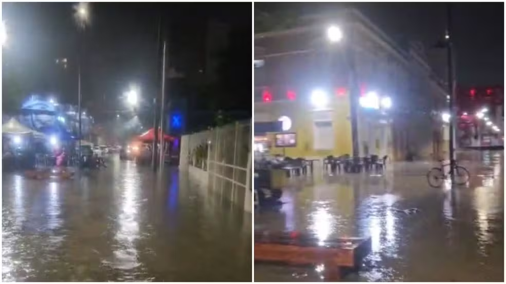 Água na canela: Praça do Dragão do Mar alaga em Fortaleza e testa drenagem de obra milionária